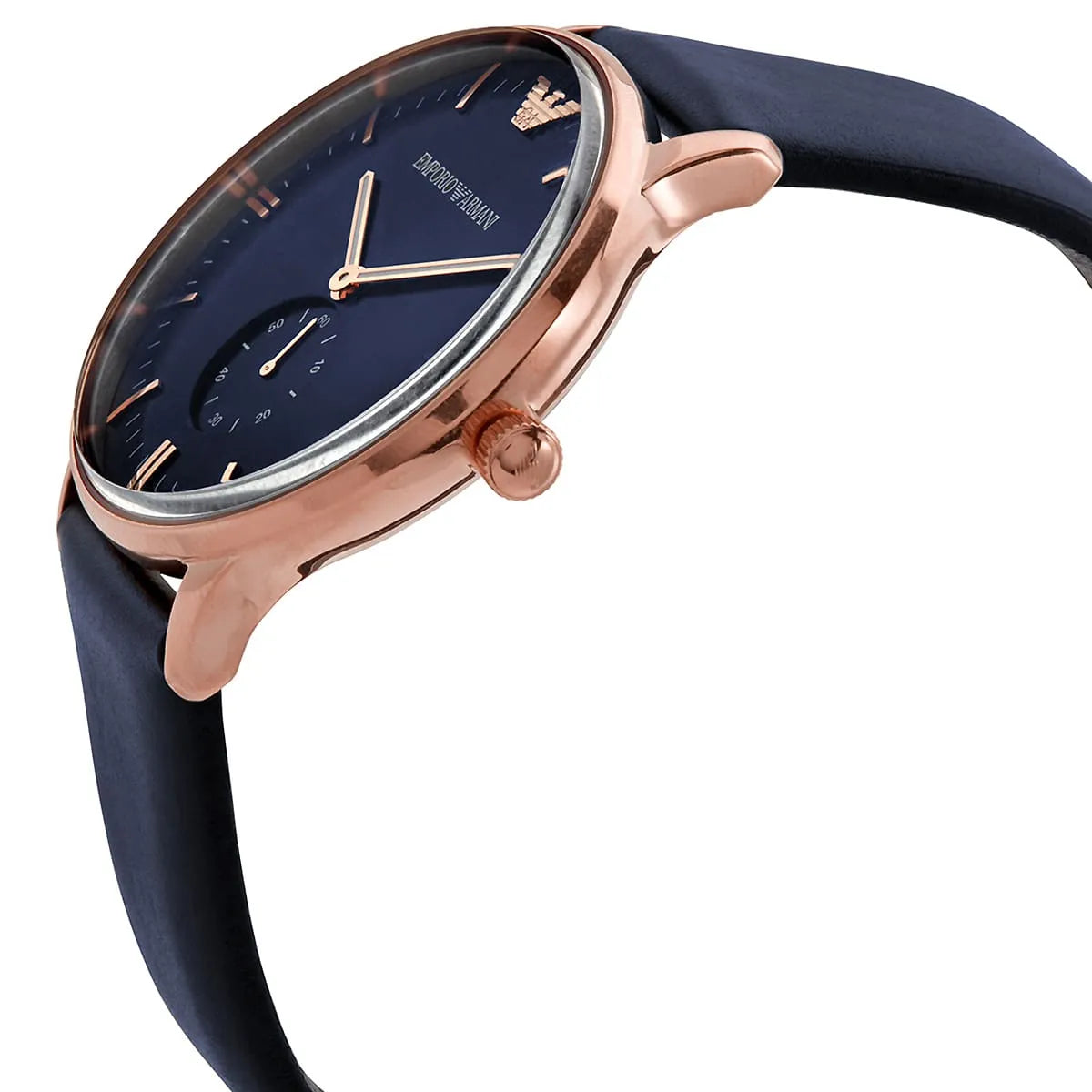 Emporio Armani Classic Quartz Blue Dial Blue Leather Strap Watch For Men AR2071