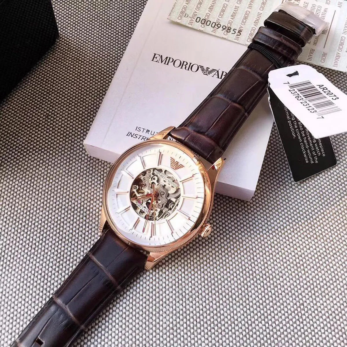 Emporio Armani Beta AR2073 watch with packaging and documentation