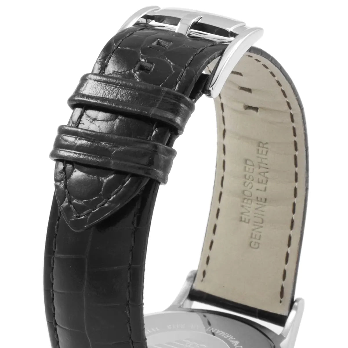 Emporio Armani Renato Black Dial Leather Strap Watch For Men AR2411
