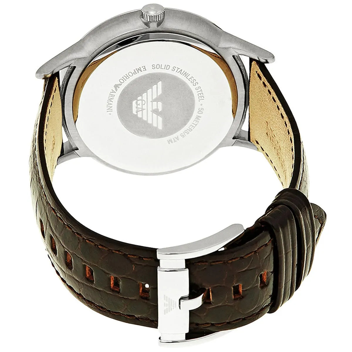 Emporio Armani Renato Classic Brown Dial Brown Leather Strap Watch For Men - AR2413