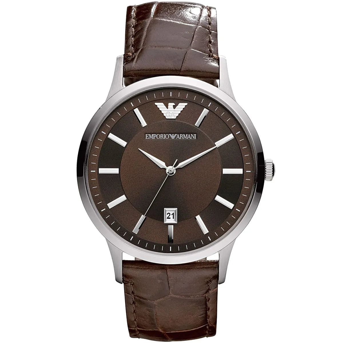 Emporio Armani Renato Classic Brown Dial Brown Leather Strap Watch For Men - AR2413