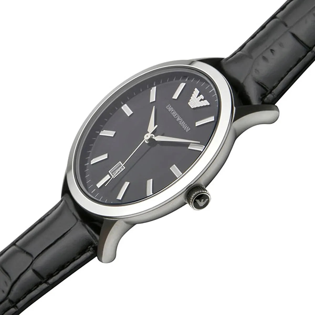 Emporio Armani AR2429 watch worn on wrist showing black dial and date window