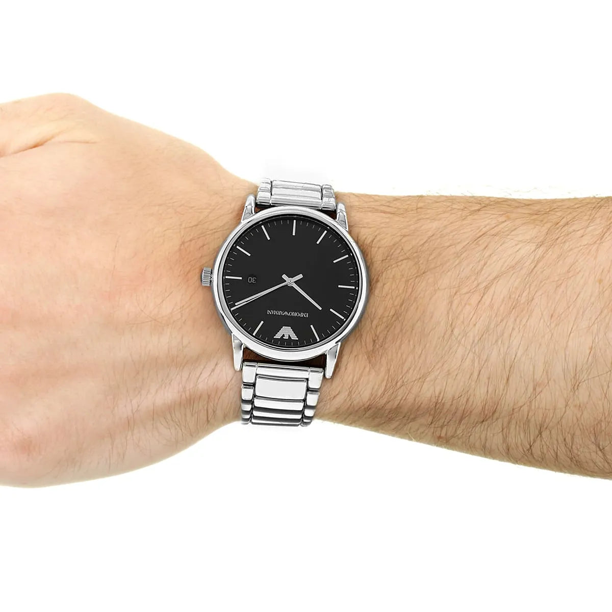 Emporio Armani Luigi Black Dial Silver Steel Men's Watch AR2499