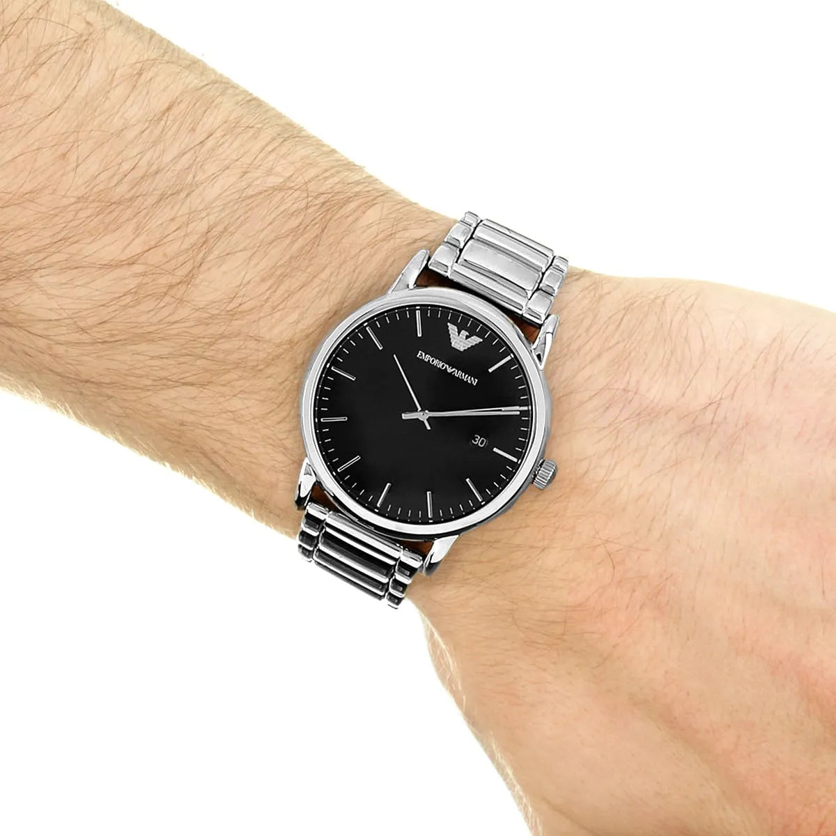 Emporio Armani Luigi Black Dial Silver Steel Men's Watch AR2499