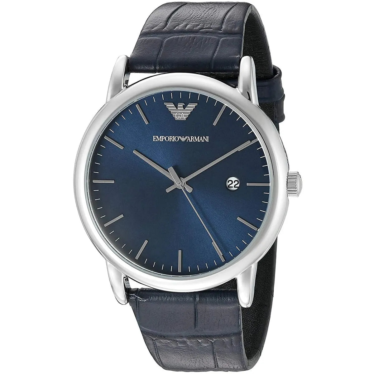 Emporio Armani Dress Quartz Blue Dial Blue Leather Strap Watch AR2501