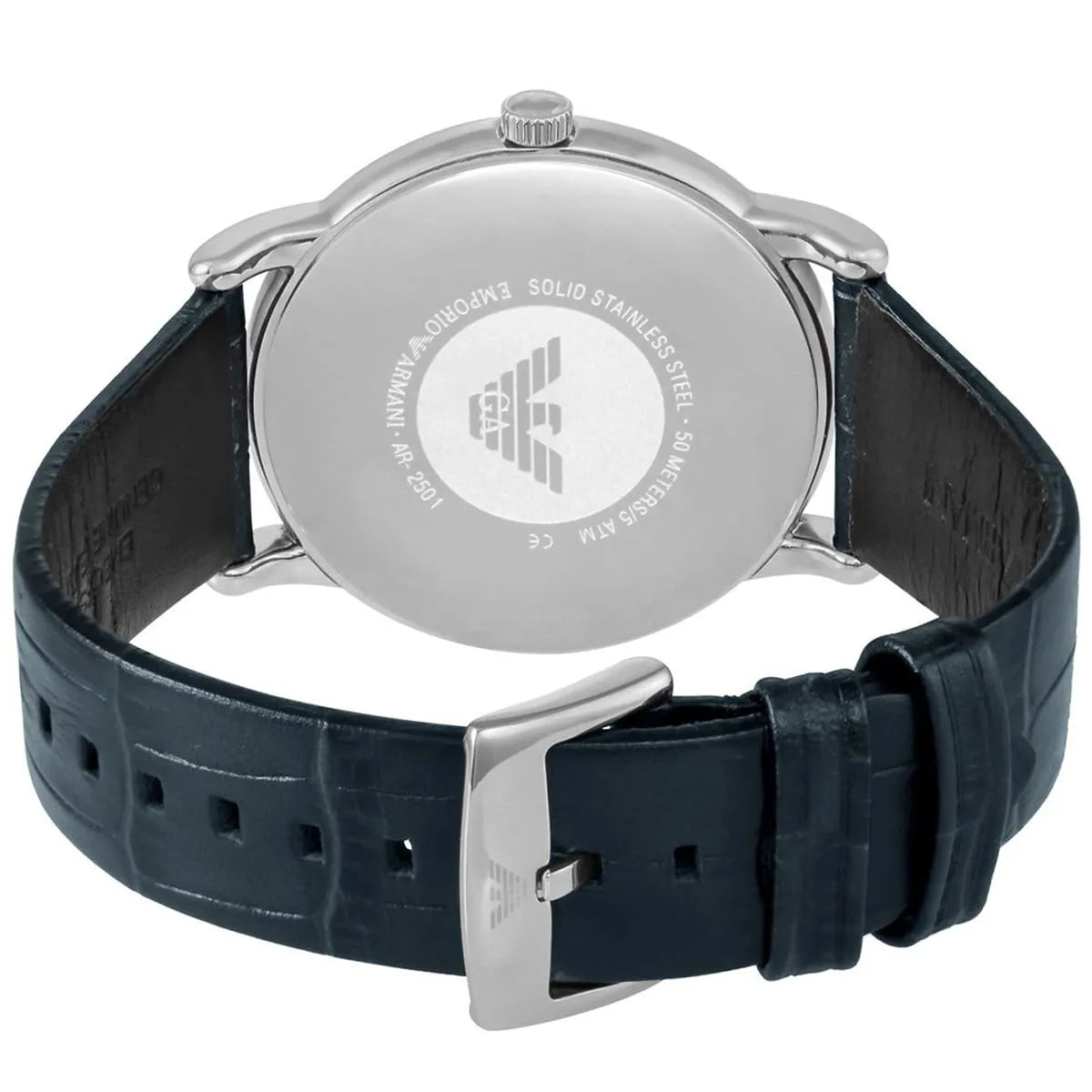 Emporio Armani Dress Quartz Blue Dial Blue Leather Strap Watch AR2501
