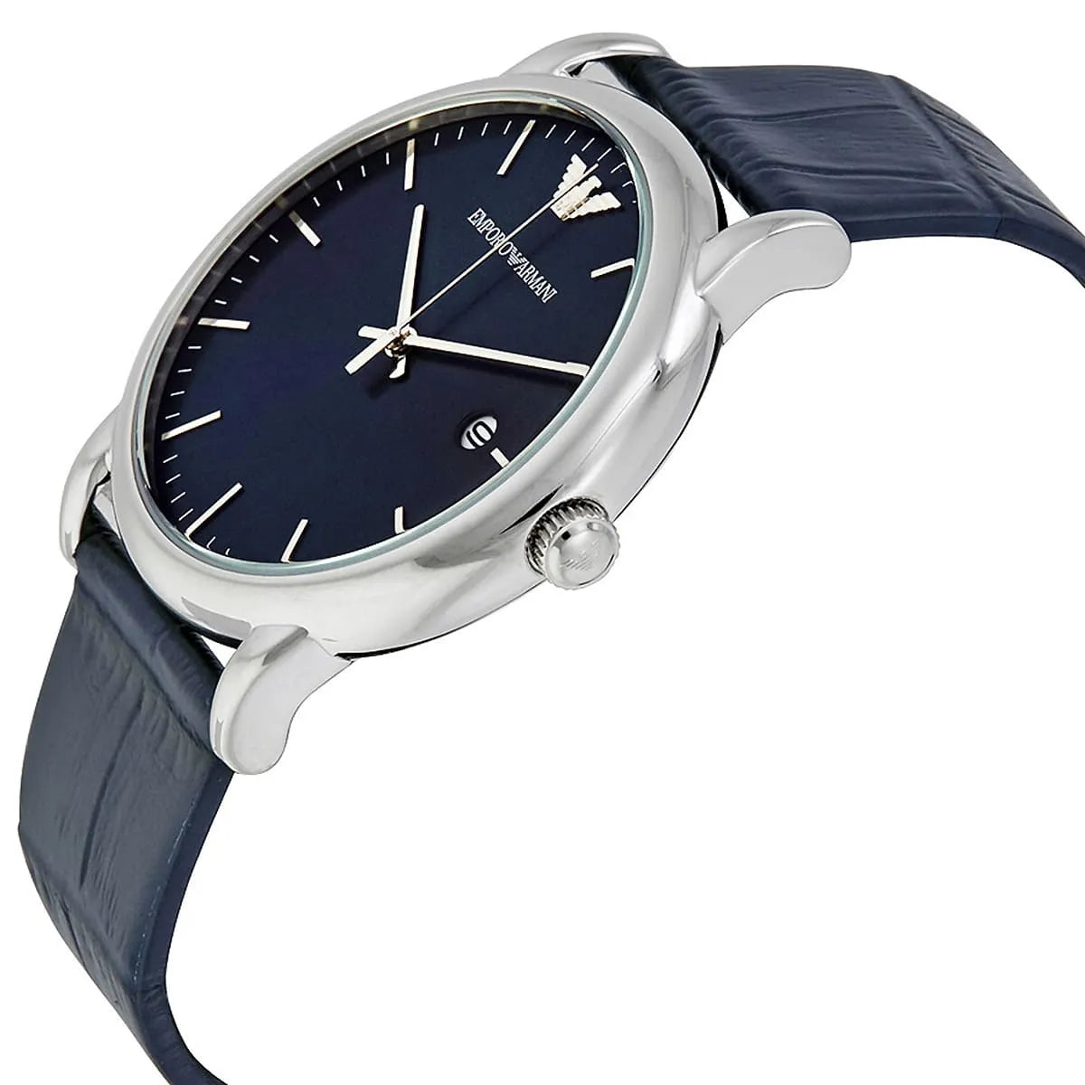 Emporio Armani Dress Quartz Blue Dial Blue Leather Strap Watch AR2501