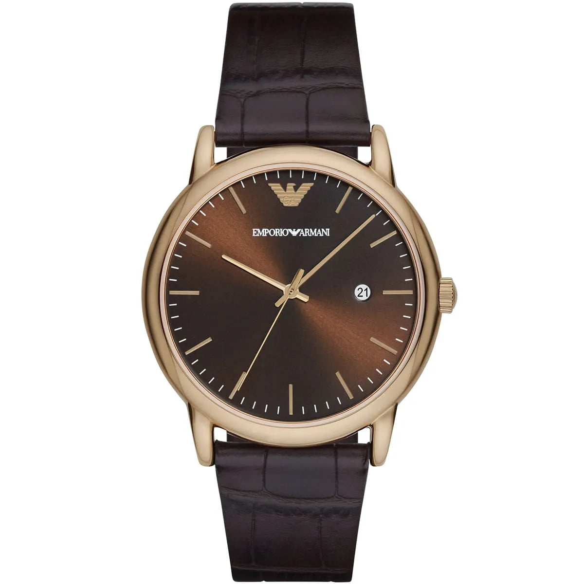 Emporio Armani Luigi Classic Brown Dial Brown Leather Strap Watch AR2503