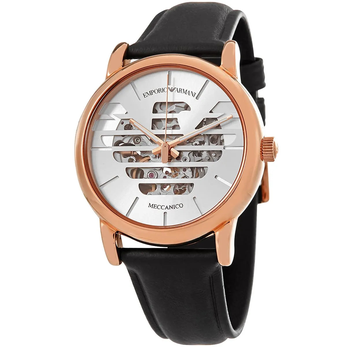 Emporio Armani Luigi Automatic Silver Skeleton Dial Men's Watch AR60031