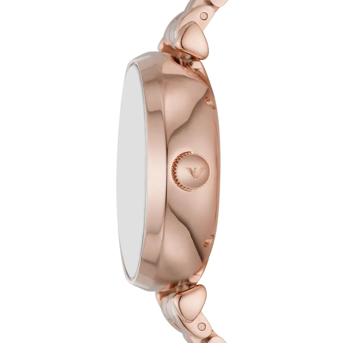 Emporio Armani Meccanico Gianni T-Bar Blue Dial Rose Gold Steel Strap Watch For Women - AR60043