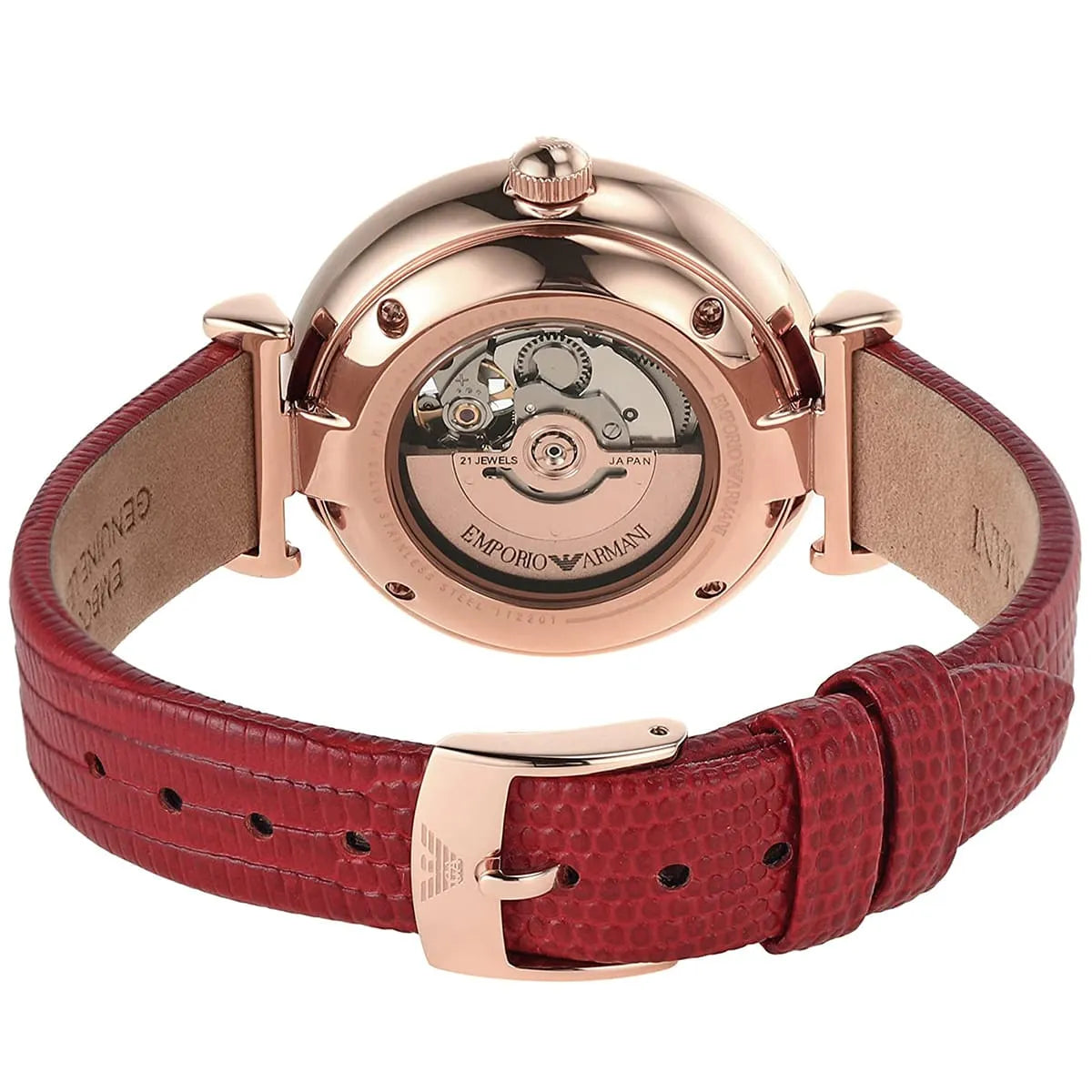 Emporio Armani Automatic Open Heart MOP White Dial Ladies Watch AR60048