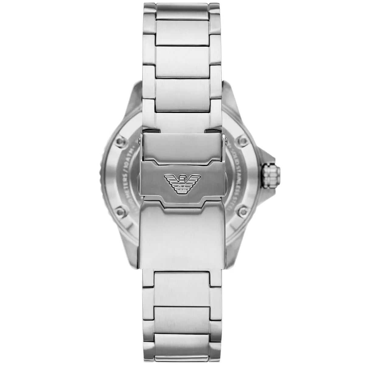 Emporio Armani Diver Automatic Uni-directional rotating blue bezel Silver Men's Watch - AR60059