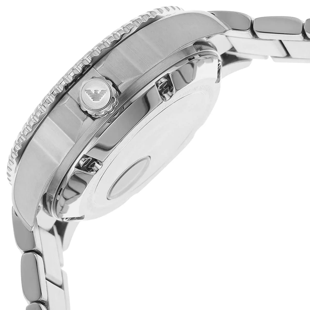 Emporio Armani Diver Automatic Uni-directional rotating blue bezel Silver Men's Watch - AR60059