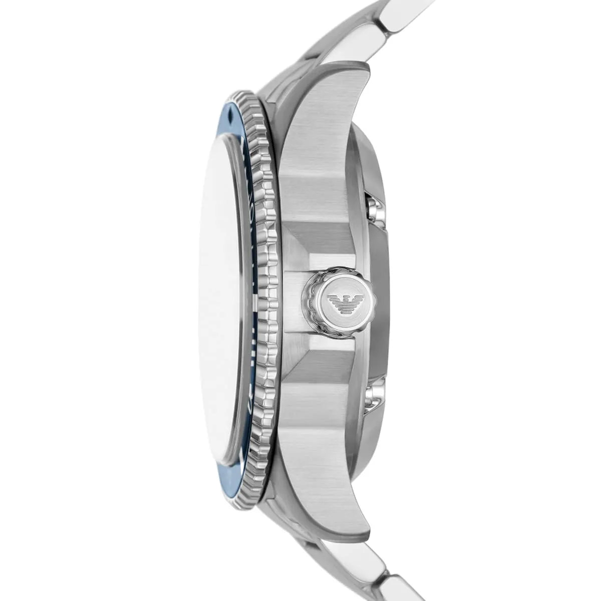 Emporio Armani Diver Automatic Uni-directional rotating blue bezel Silver Men's Watch - AR60059