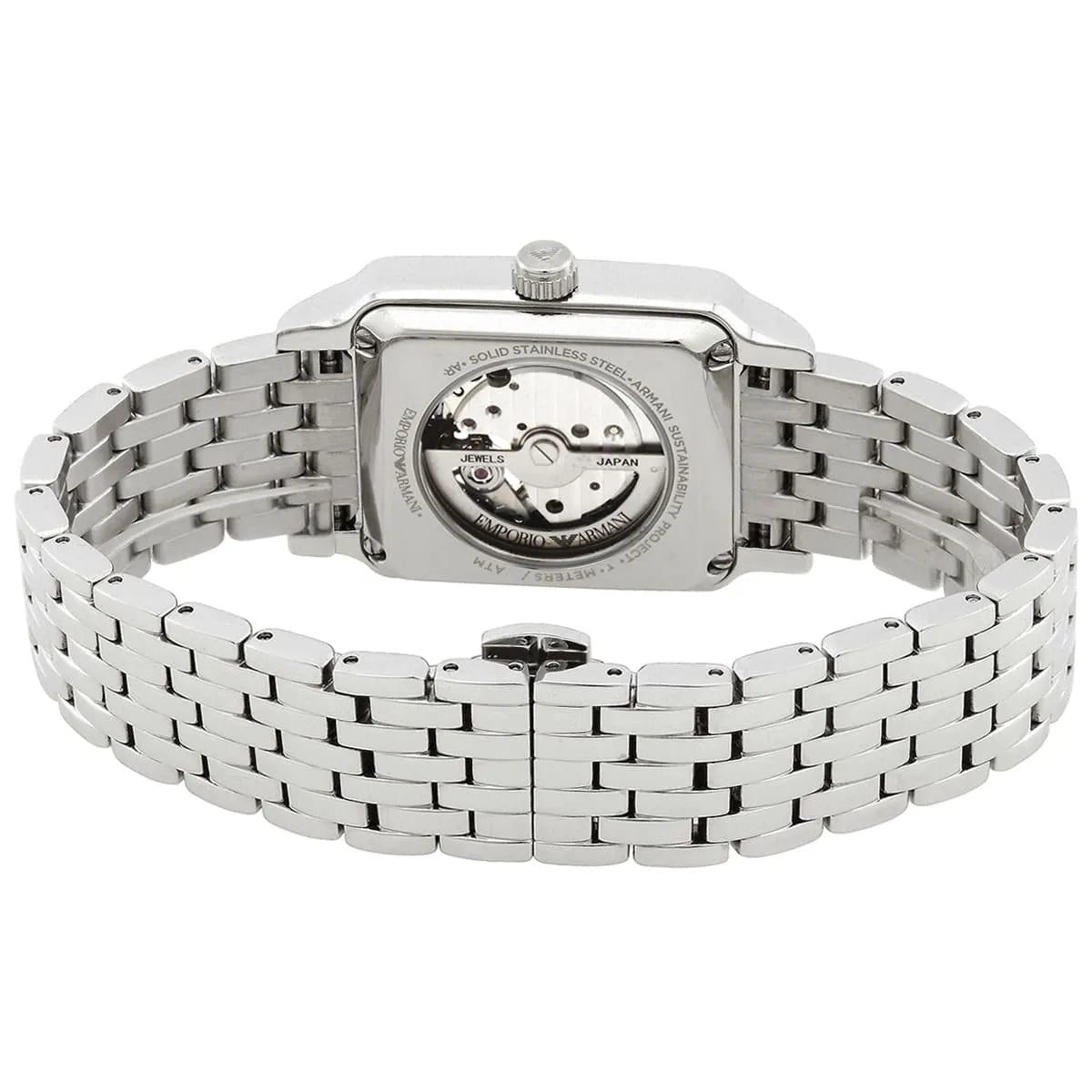 Emporio Armani Meccanico Automatic Green Dial Silver Steel Strap Watch For Men AR60067
