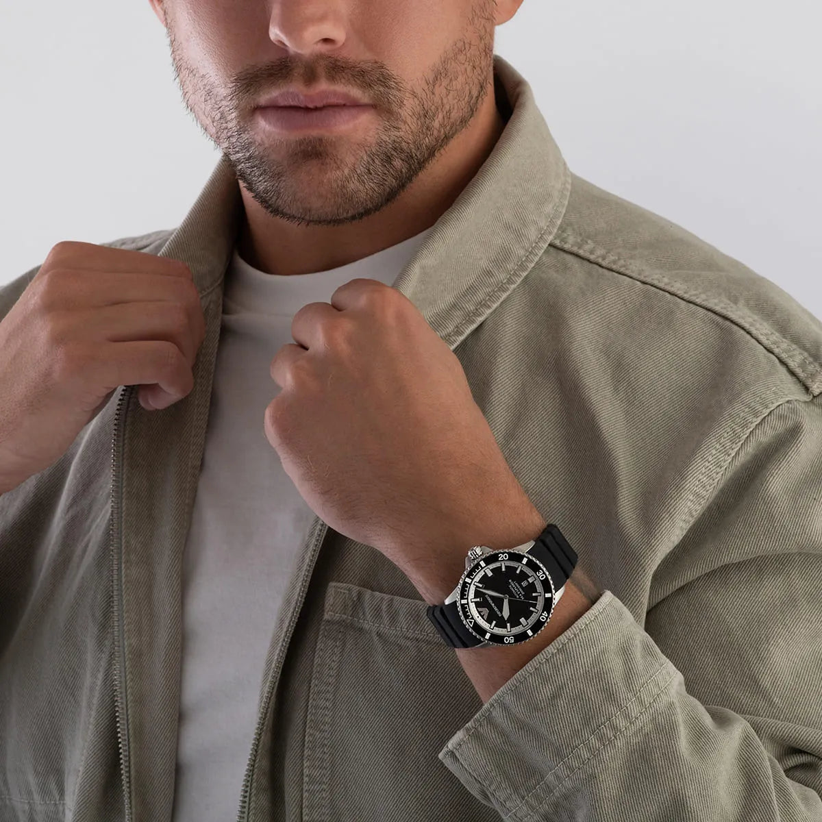 Emporio Armani Sea Explorer automatic watch worn on wrist