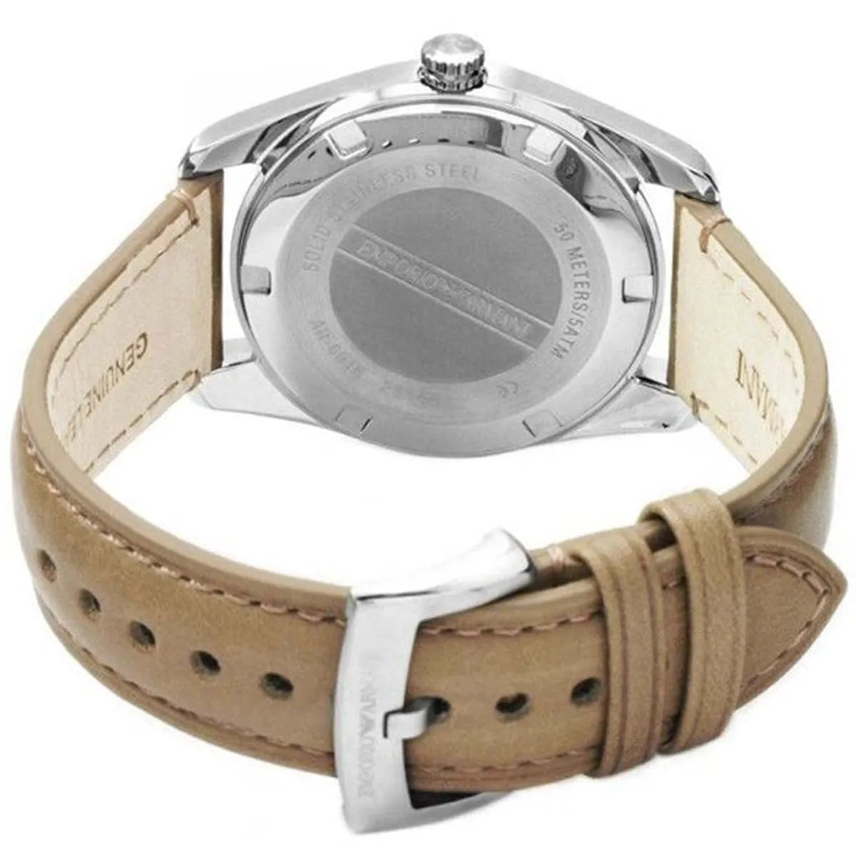 Emporio Armani SPORTIVO AR6016 brown leather strap with buckle detail