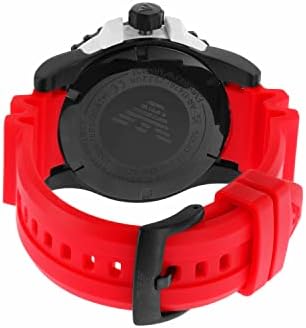 AR6101 Emporio Armani Sportivo caseback showing red rubber strap secured to black case
