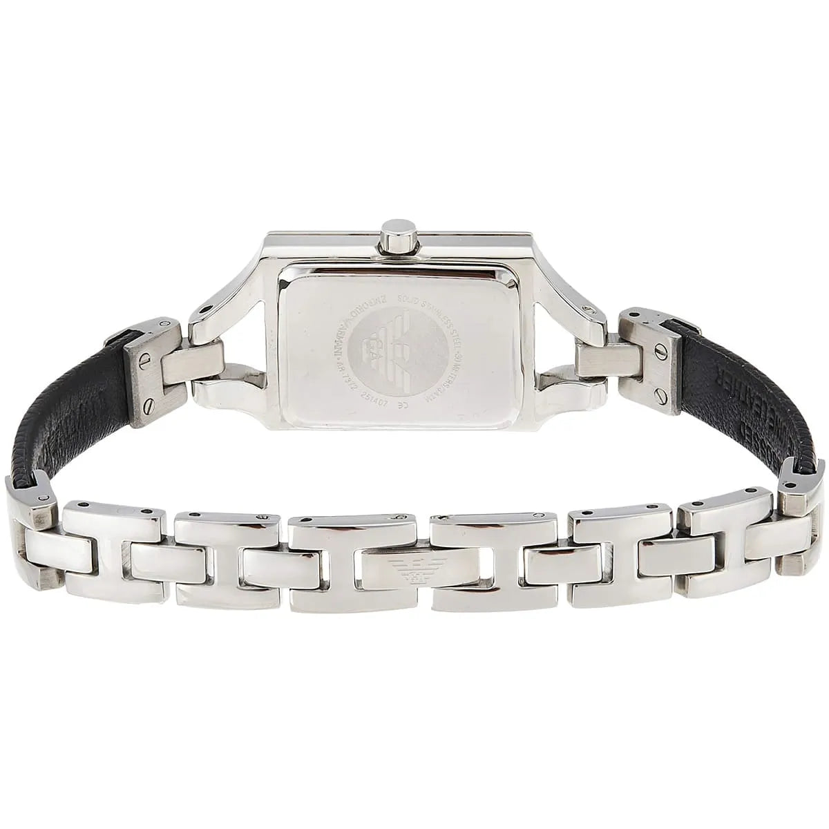 Emporio Armani Chiara Analog Silver Dial Black Leather Strap Watch For Women AR7372