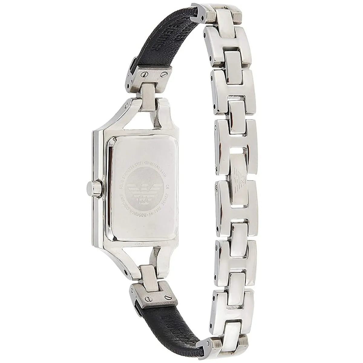 Emporio Armani Chiara Analog Silver Dial Black Leather Strap Watch For Women AR7372