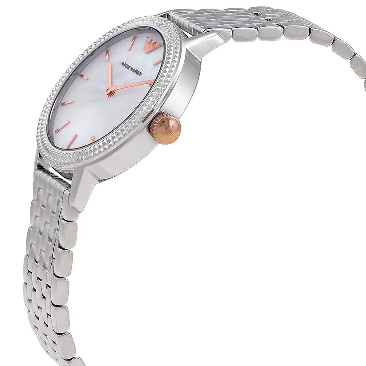 Emporio Armani Mother of Pearl Dial Silver Steel Strap Watch For Women AR80020