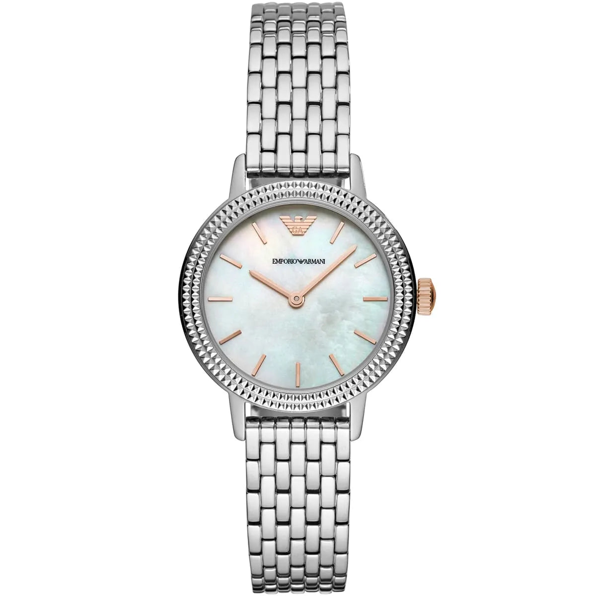Emporio Armani Mother of Pearl Dial Silver Steel Strap Watch For Women AR80020
