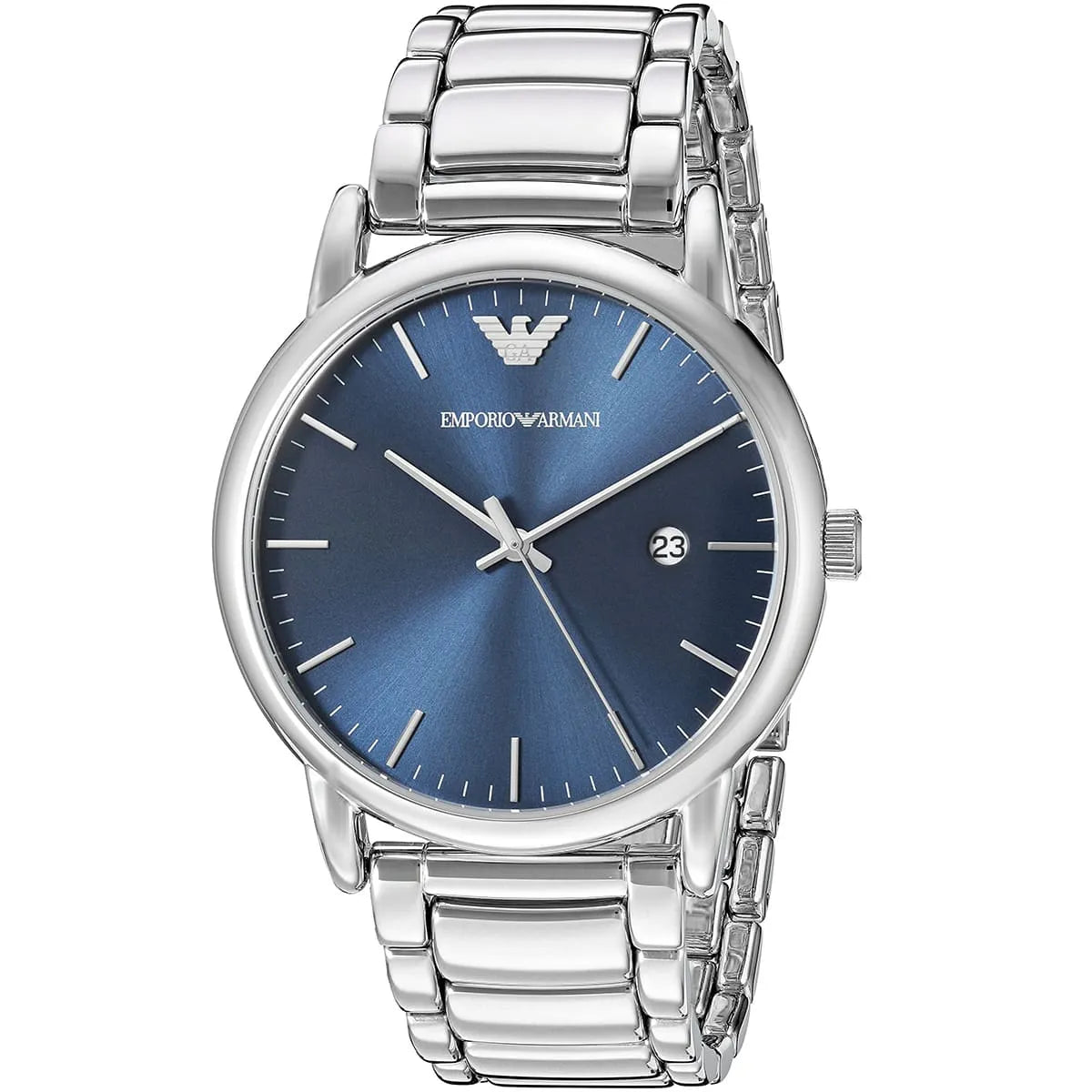 Emporio Armani Luigi Sunray Blue Dial Silver Men's Watch - AR8033