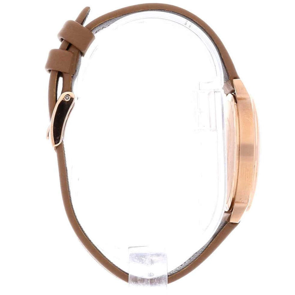 Emporio Armani Classic Analog Silver Dial Brown Leather Strap Women Watch - AR8040