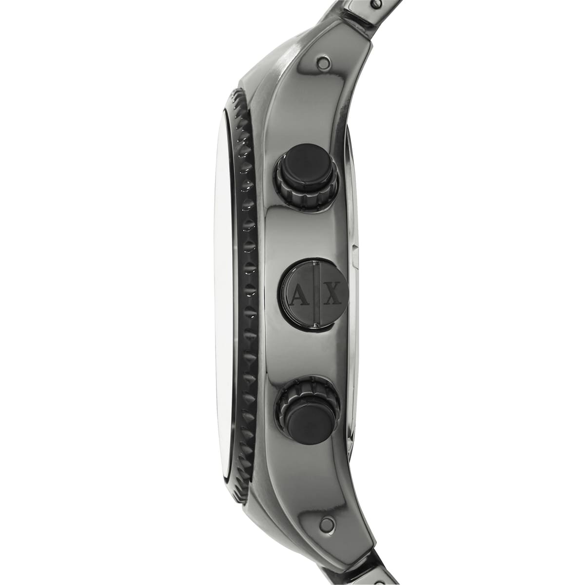 AX1606 Hampton watch side view displaying chronograph pushers and gunmetal case