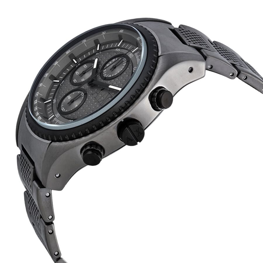 Side profile of AX1606 Hampton watch showing case thickness and three chronograph pushers