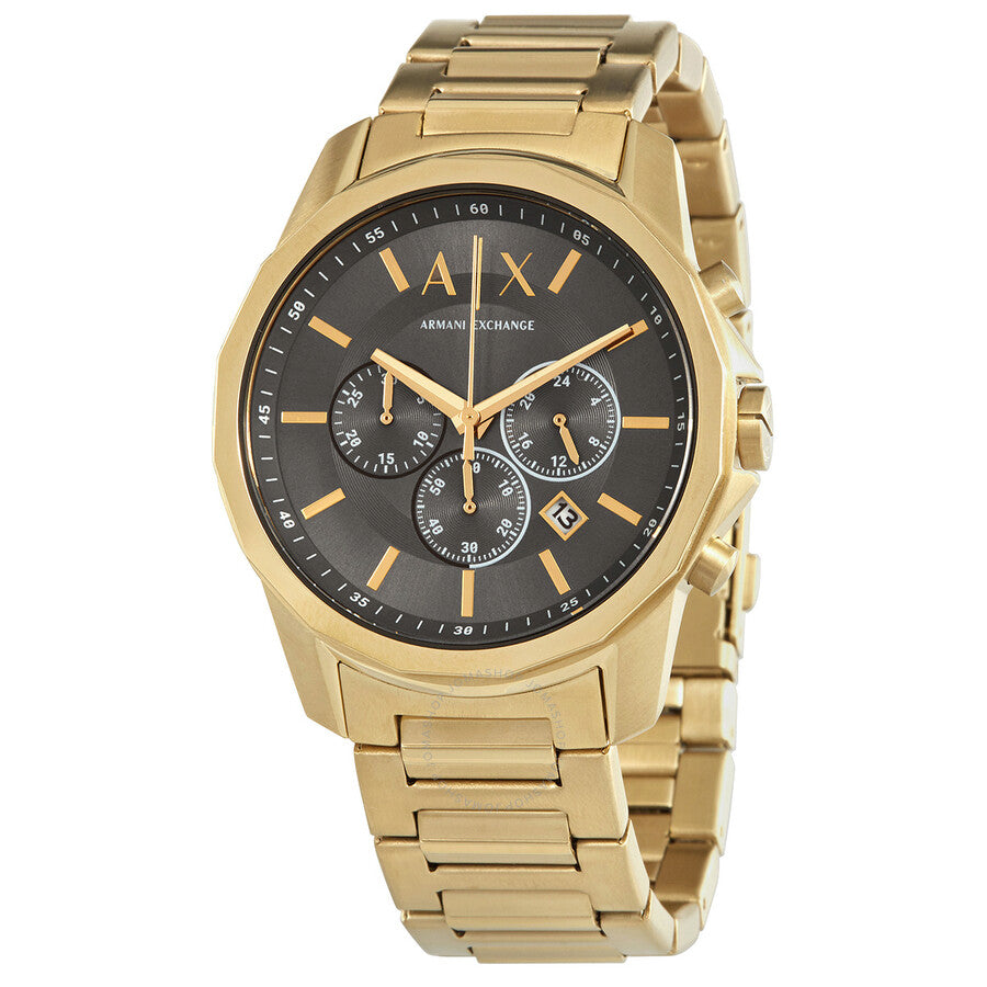 Armani Exchange AX1721 gold chronograph watch with grey dial and gold hour markers