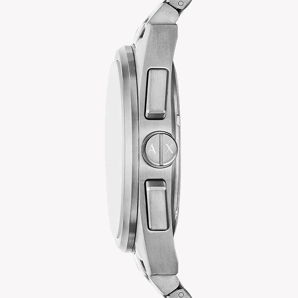 Armani Exchange AX2862 watch side profile showing case thickness and chronograph pushers