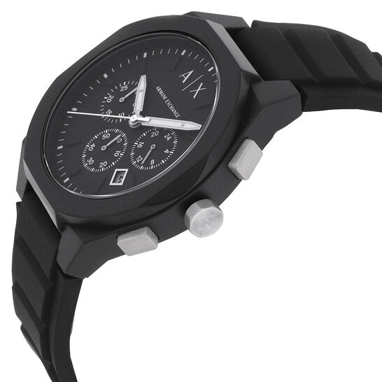 Armani Exchange AX4161 side view showing chronograph subdials and steel pushers