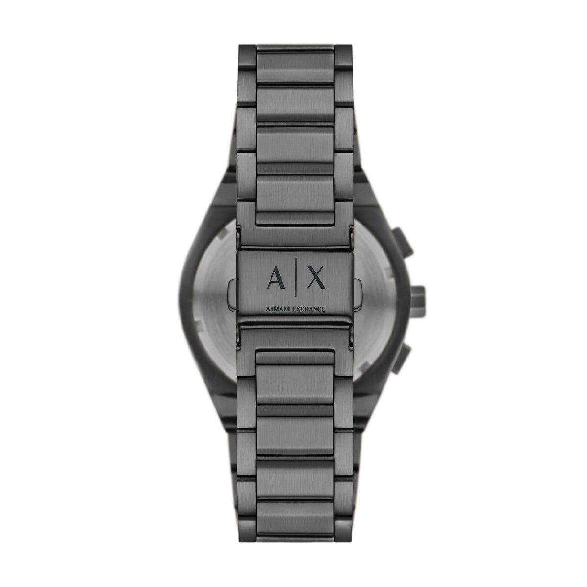 Armani Exchange AX4182 watch case back view with stainless steel bracelet