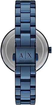 Armani Exchange AX5175 watch caseback and full bracelet view showing stainless steel band