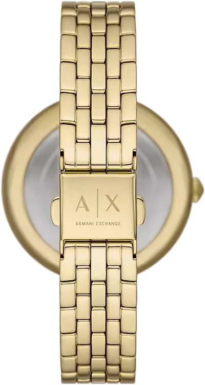 Armani Exchange BROOKE watch caseback with gold-tone stainless steel bracelet