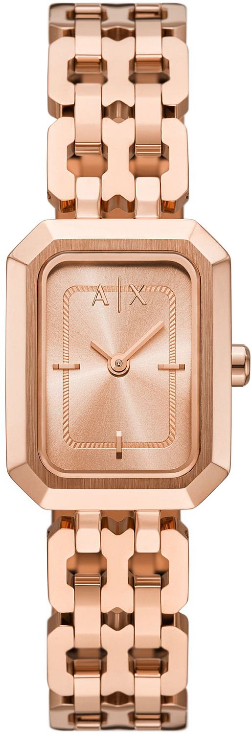 Armani Exchange Faye AX5814 all rose gold ladies watch with rectangular dial and matching rose gold bracelet