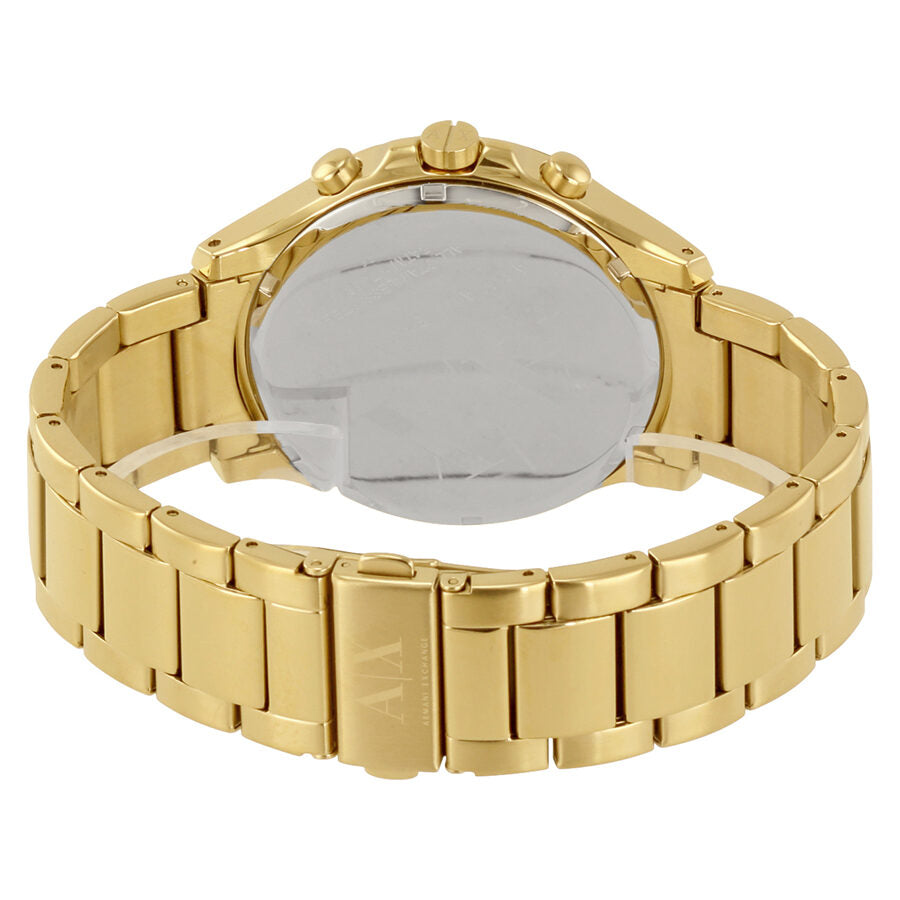 Armani Exchange Hampton AX2137 caseback showing gold-plated bracelet strap