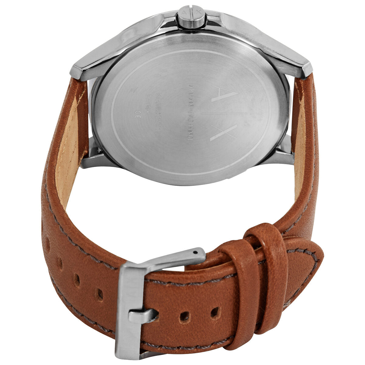 Armani Exchange Hampton AX2414 watch case back with stainless steel brushed finish