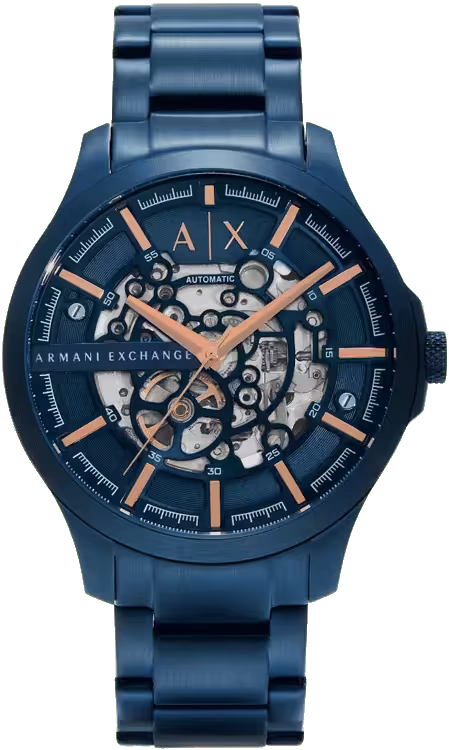 Armani Exchange Hampton AX2457 navy blue men's watch with skeleton dial