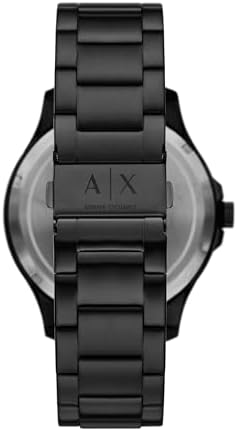 Caseback view of Armani Exchange Hampton watch showing engraved AX logo