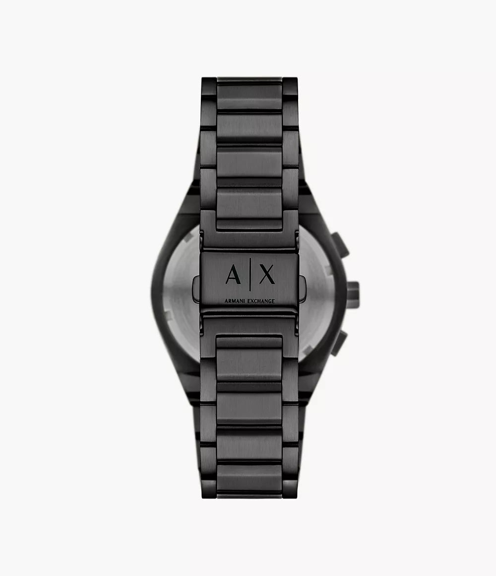 Armani Exchange AX4183 watch caseback with Armani Exchange logo and stainless steel bracelet
