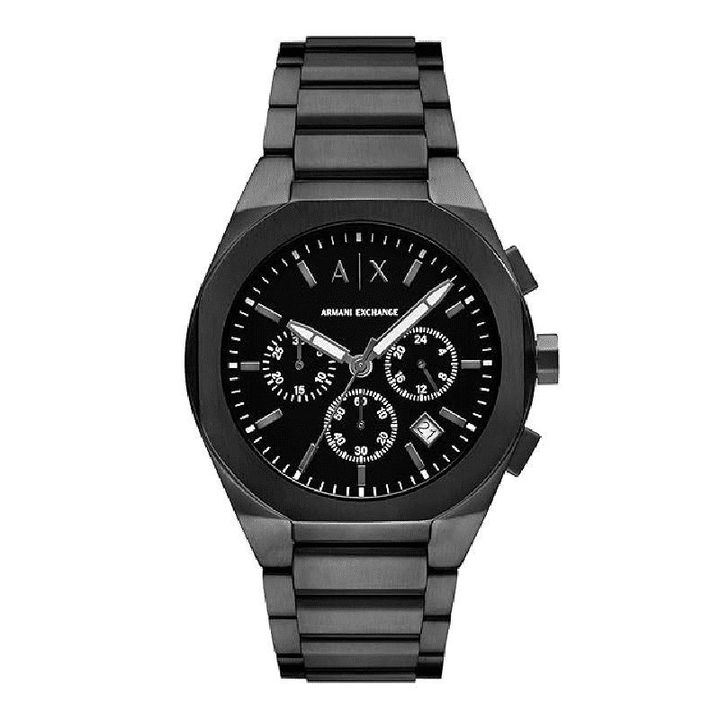 Armani Exchange AX4183 Outerbanks chronograph watch with black dial and grey stainless steel bracelet