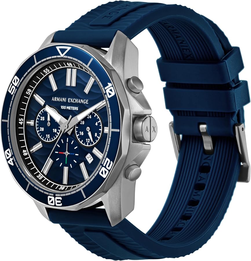 Armani Exchange Spencer AX1960 watch at three-quarter angle showing case and strap