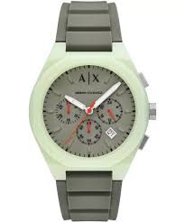 Armani Exchange Sync AX4171 olive green case with gray chronograph dial and olive strap