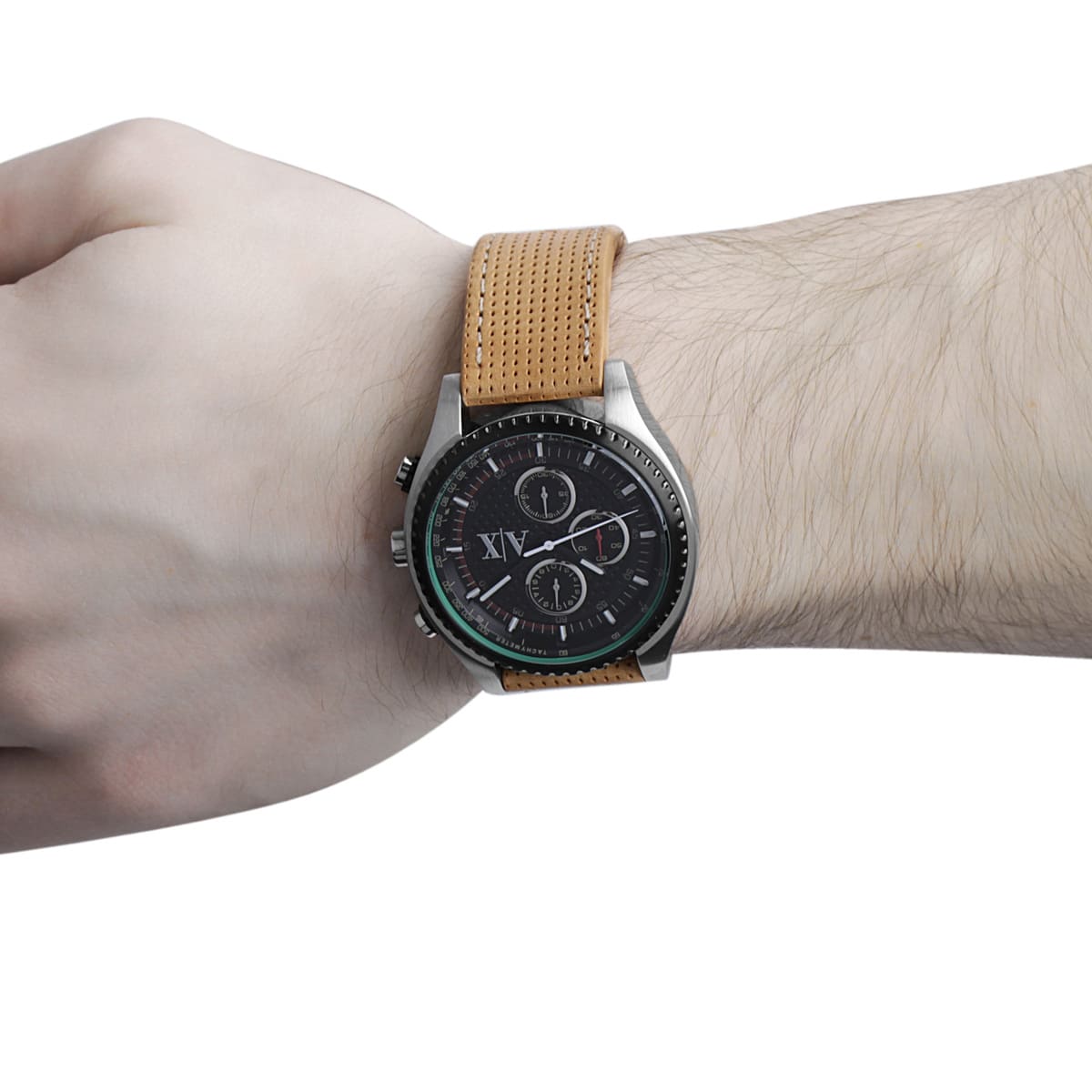 Armani Exchange AX1608 Black Dial Brown Leather Strap Chronograph Men's Watch AX1608 - Image 8