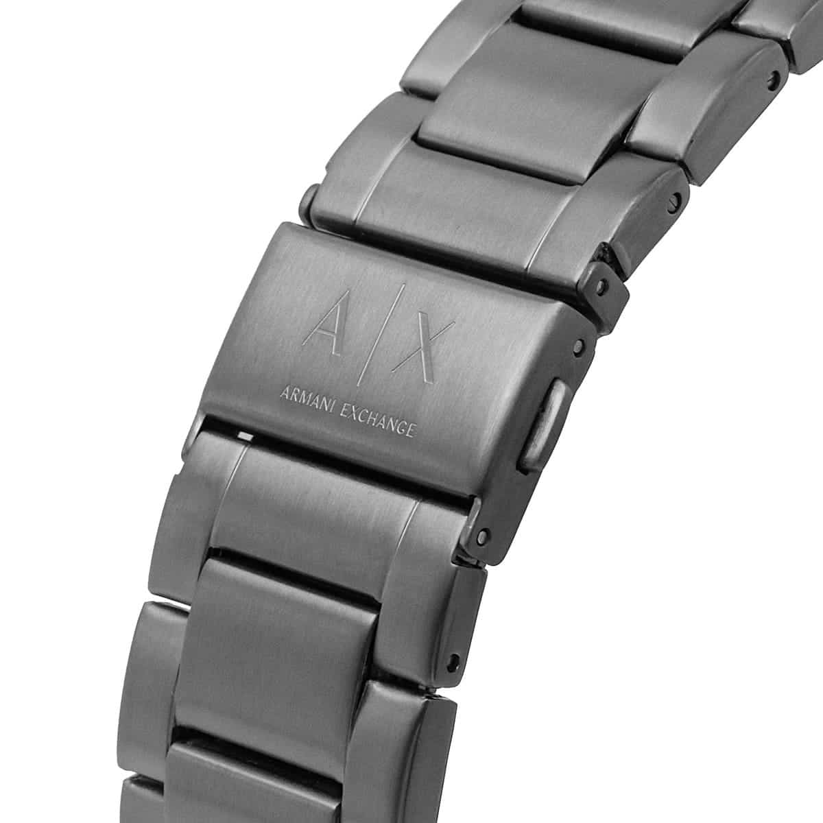 Gunmetal stainless steel bracelet detail of Armani Exchange Hampton AX2417