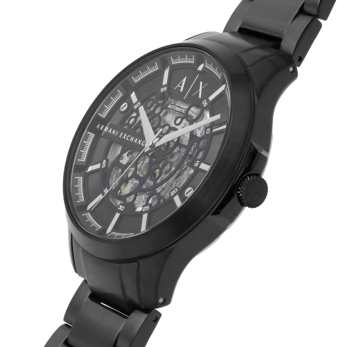Armani Exchange Hampton AX2418 side profile showing case thickness and metal bracelet