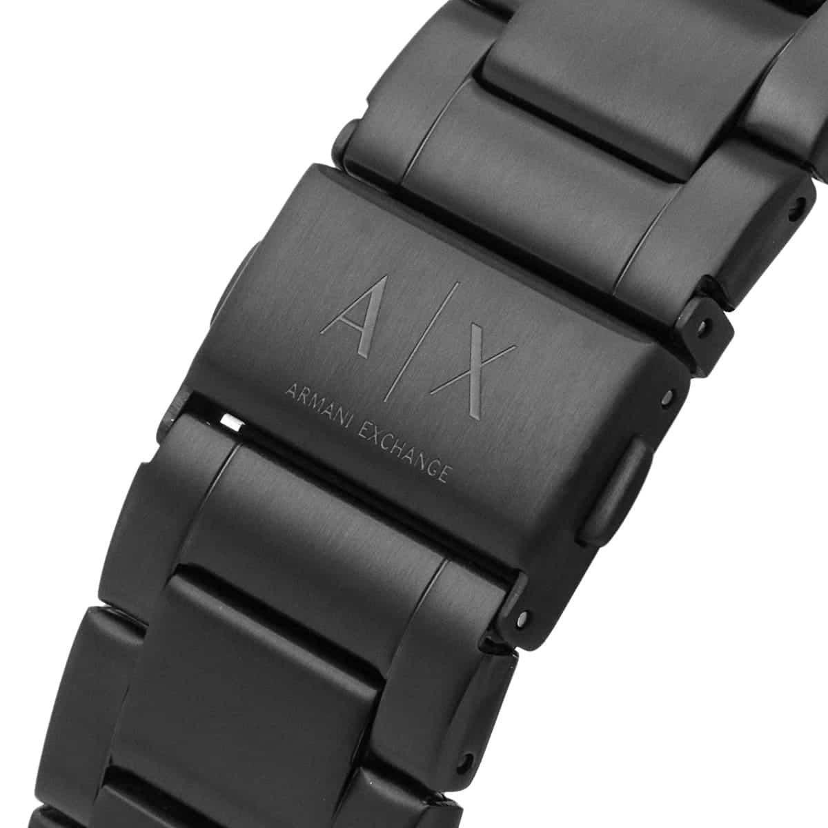Armani Exchange Hampton AX2418 stainless steel bracelet with engraved AX logo clasp detail