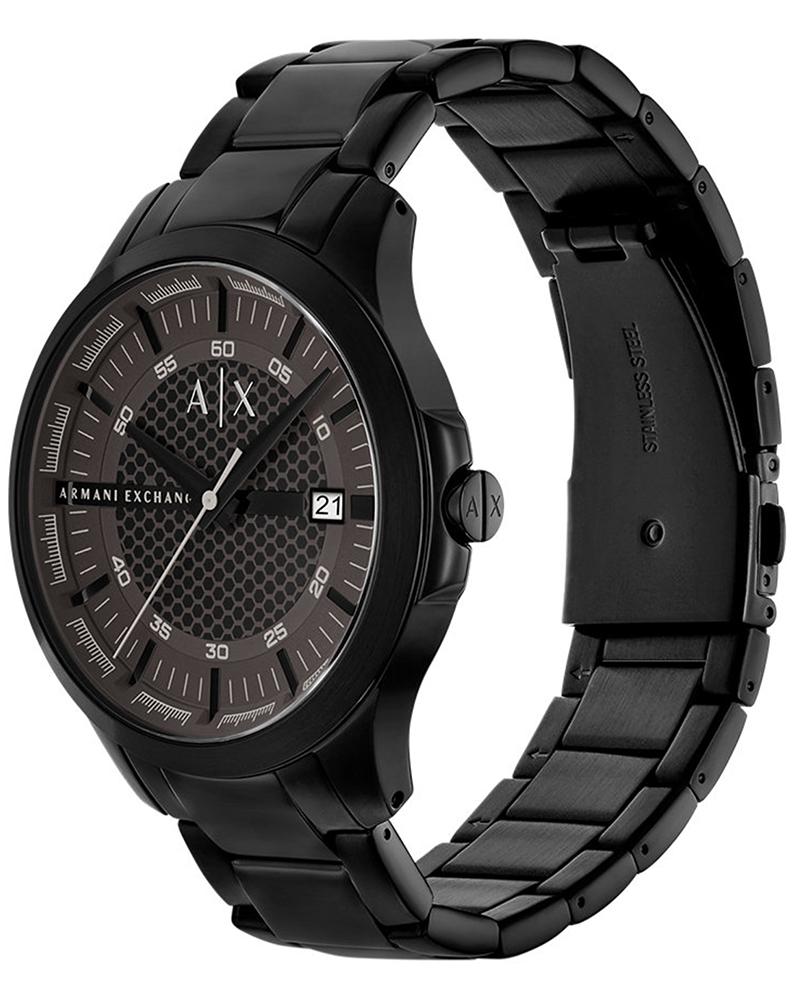 Armani Exchange Hampton black watch with stainless steel bracelet and extended strap